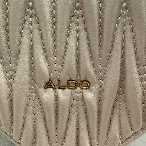 Heart-Shaped Quilted Light Pink ALDO Crossbody Bag With Gold-Tone Hardware - Picture 4 of 14